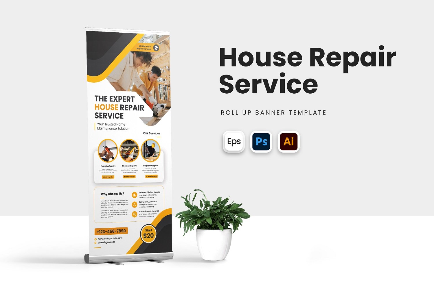 House Repair Service Roll Up Banner Template
