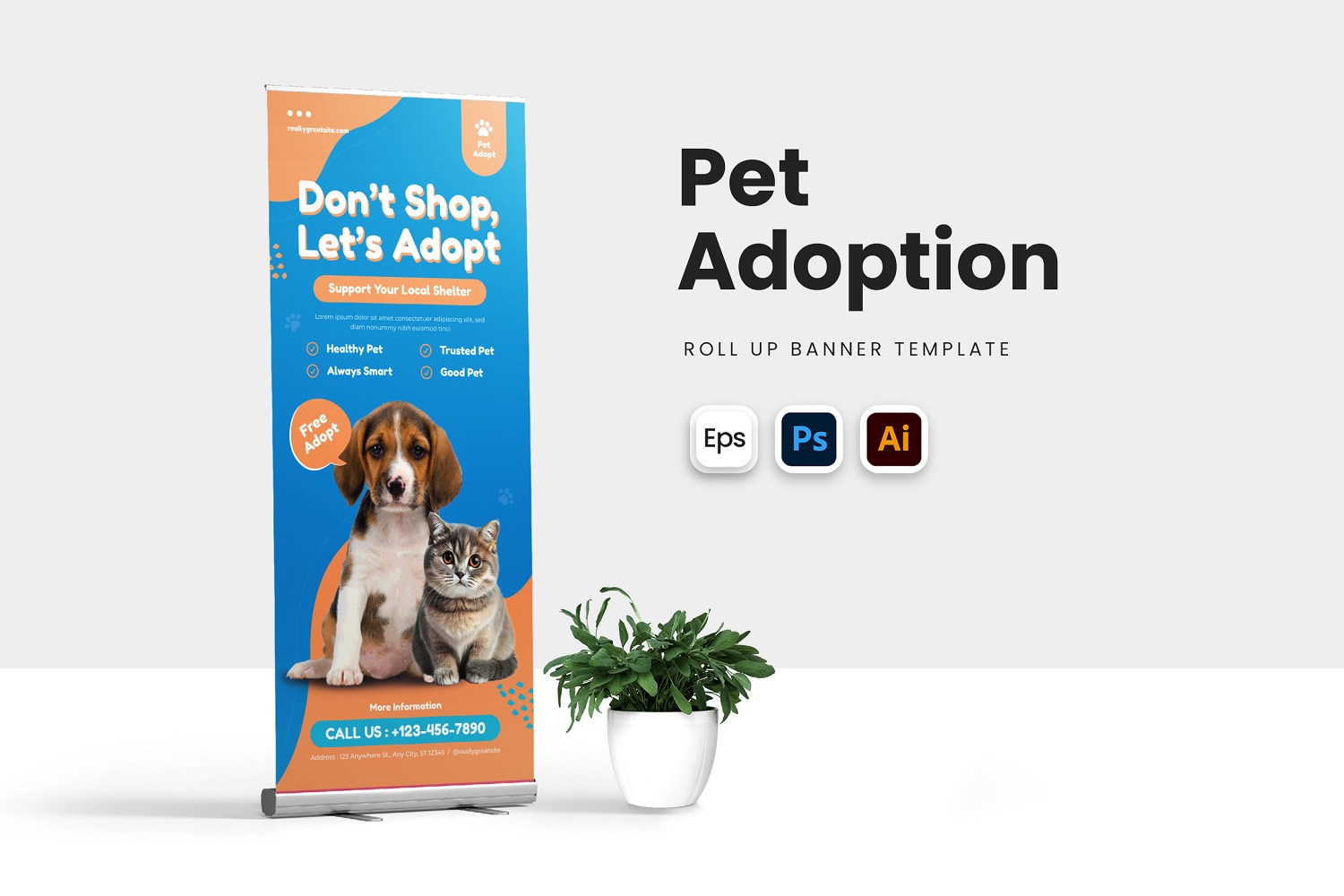 Pet Adoption Roll Up Banner