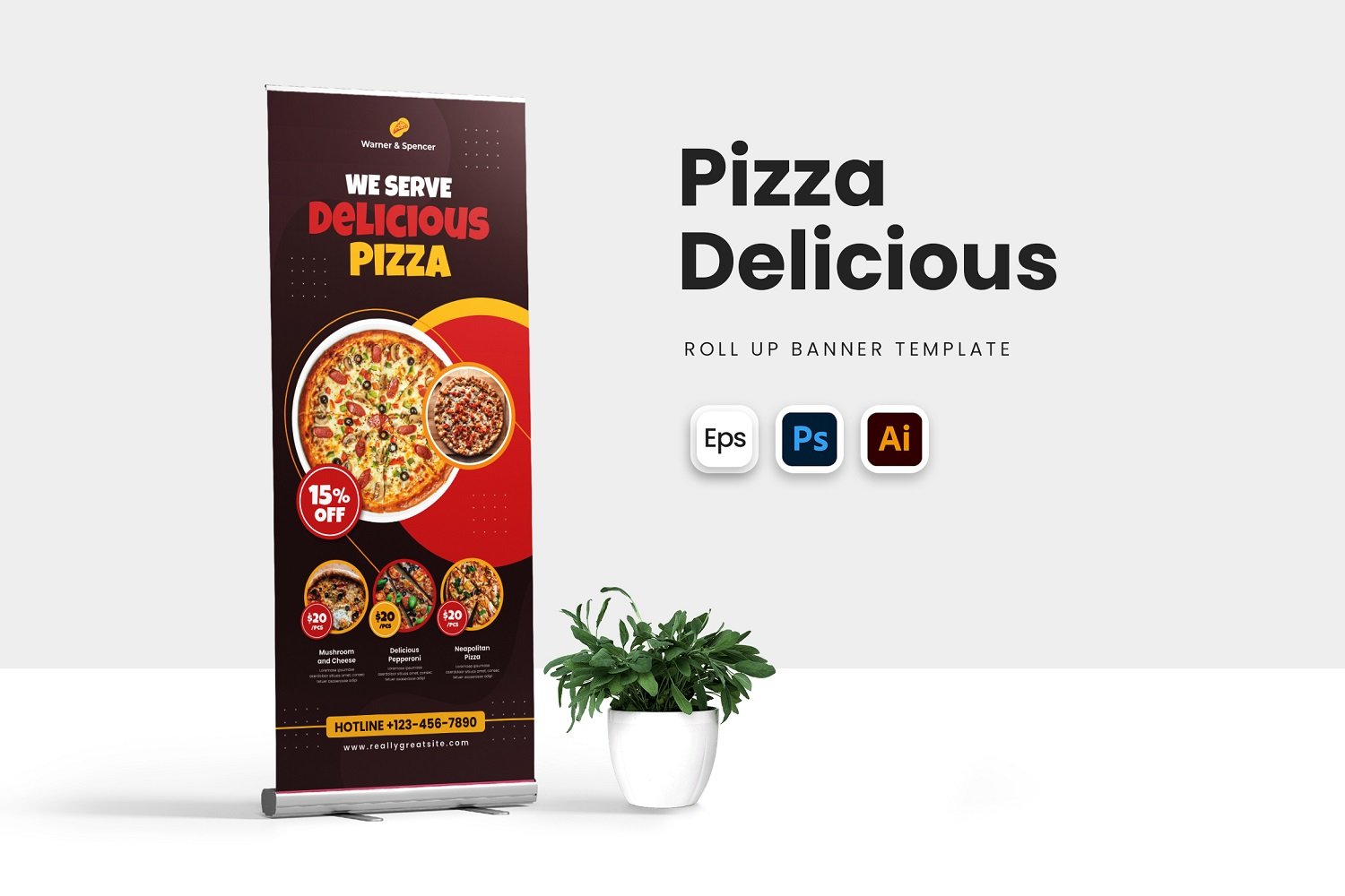 Pizza Delicious Roll Up Banner