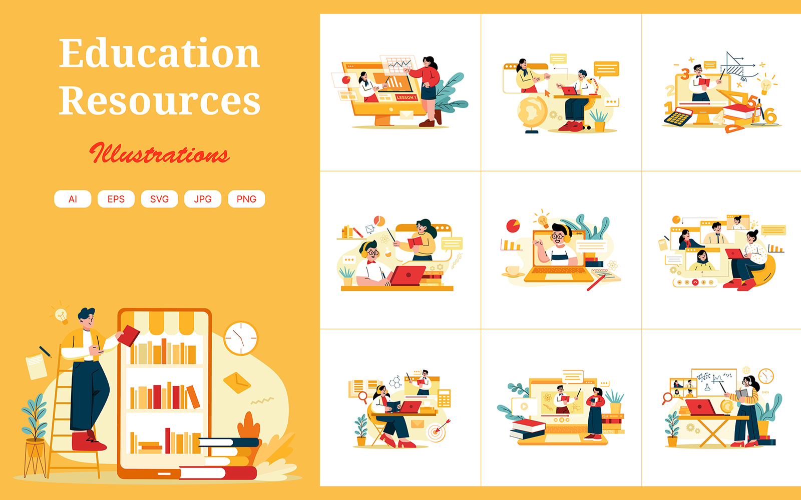 M450_ Online Education Illustration Pack
