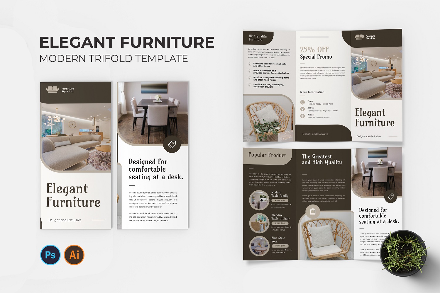 Elegant Furniture Trifold Brochure