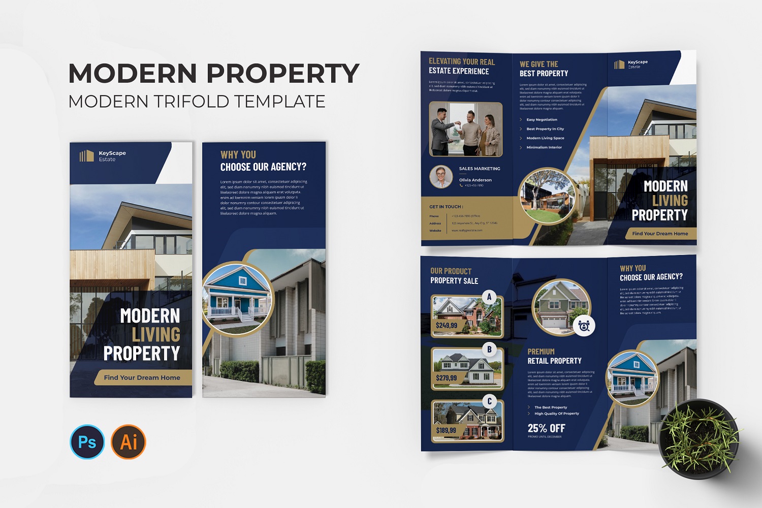 Modern Property Trifold Brochure Template