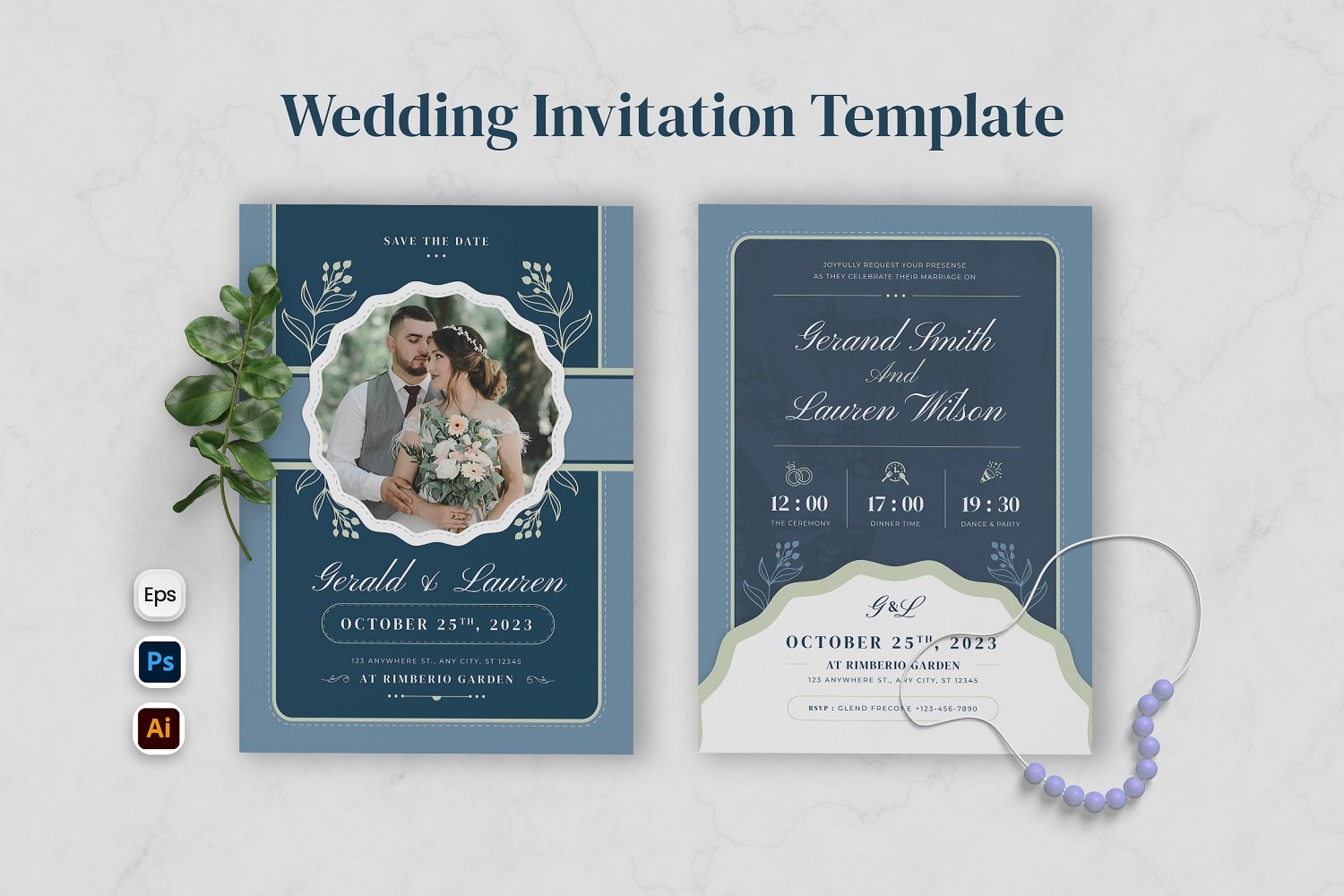 Modern Floral Wedding Invitation