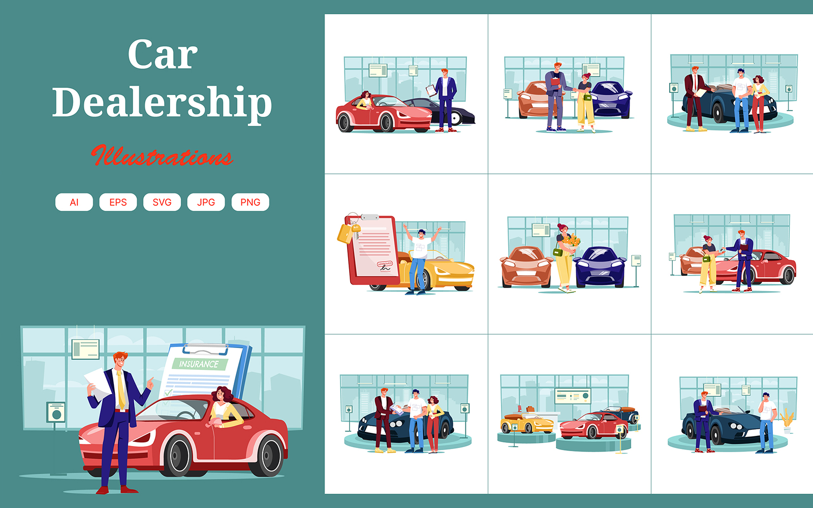 M555_ Car Dealership Illustration Pack