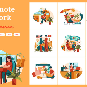 Remote Work Illustrations Templates 358448