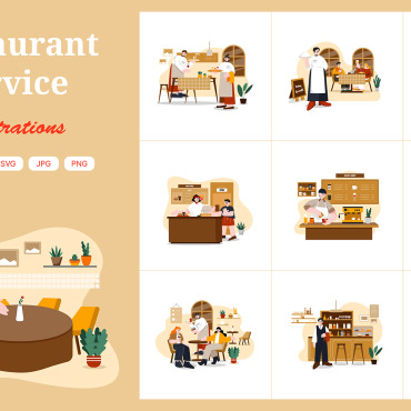 Waiter Waitress Illustrations Templates 358461