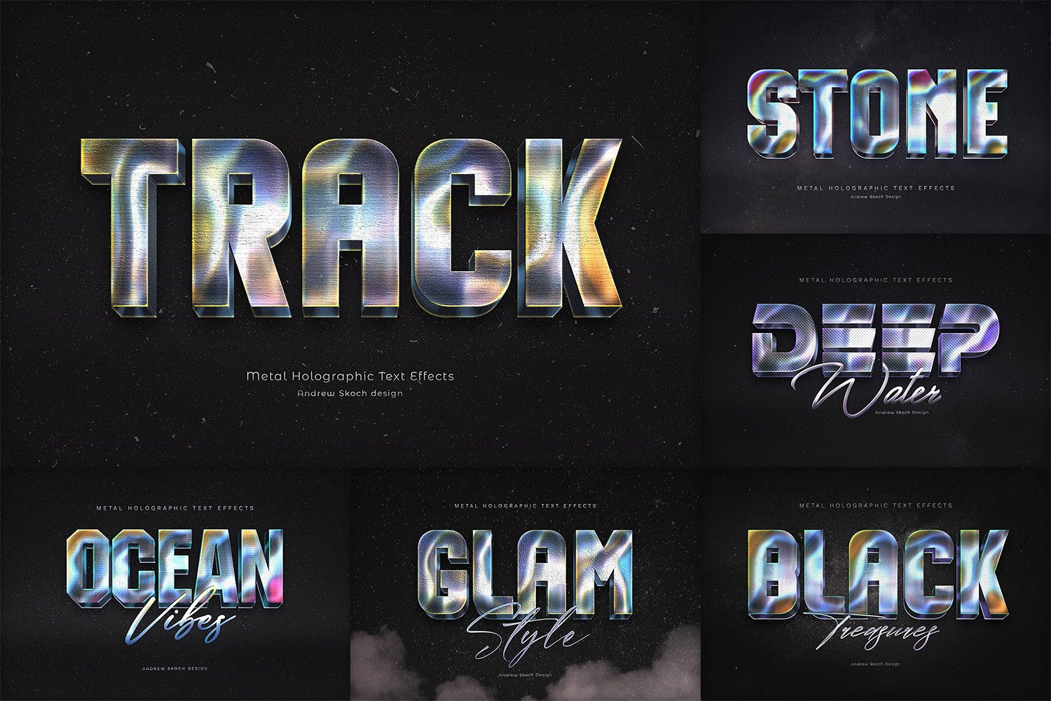 Holographic Text Effect Photoshop Templates