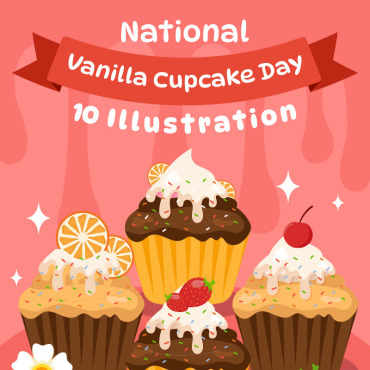 Vanilla Cupcake Illustrations Templates 358761