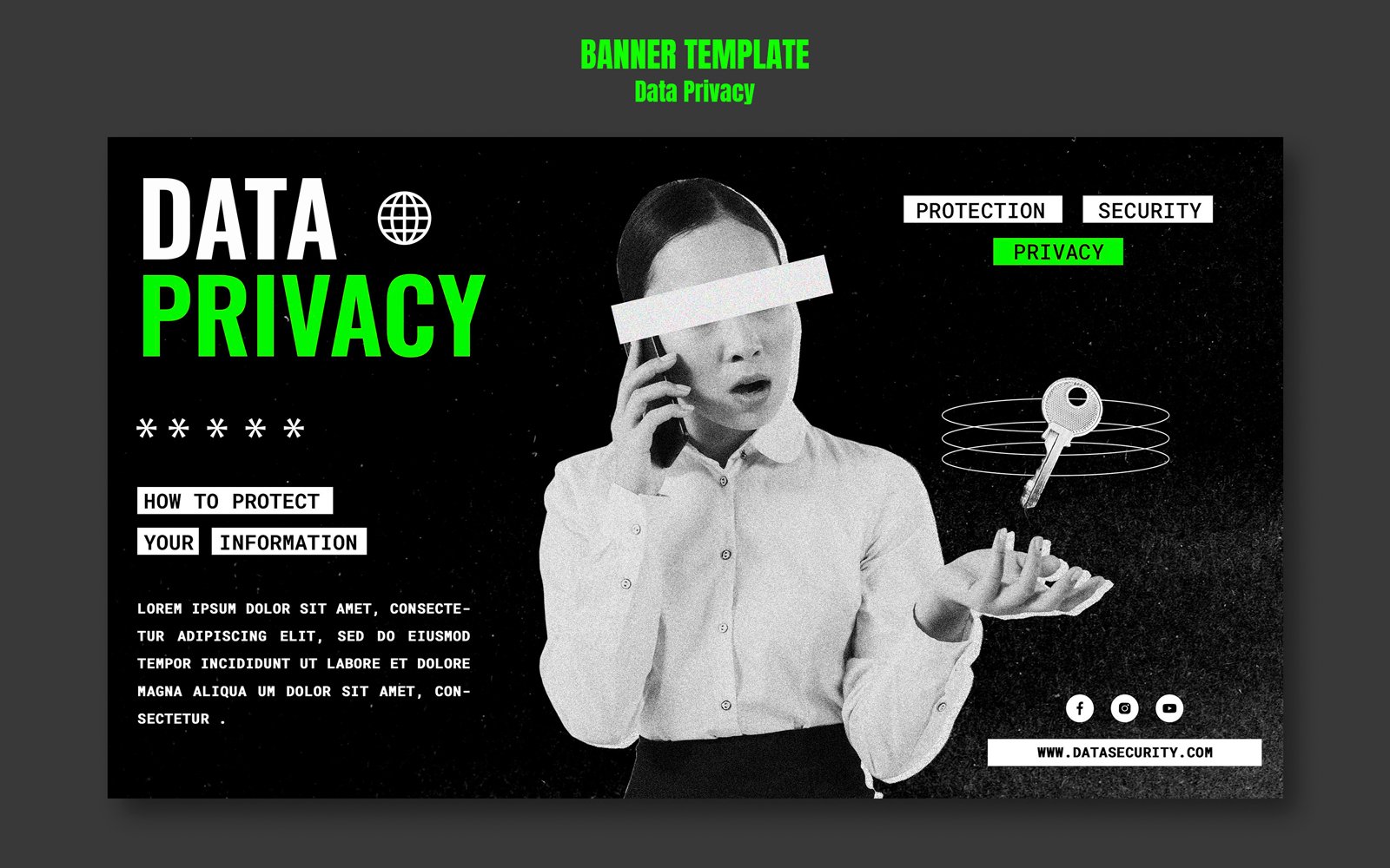 Flat Design Data Privacy Social Media Template