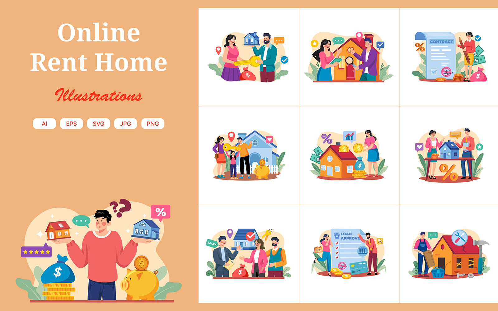 M624_ Online Rent Home Illustration Pack 2
