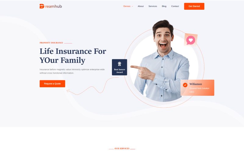 Dreamhub Life Insurance Company Agency HTML5 Template