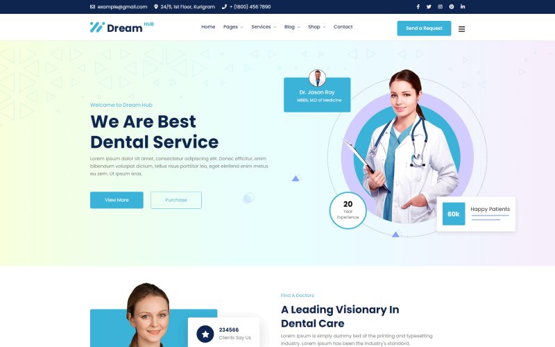 DreamHub Dentist & Dental Clinic HTML5 Template