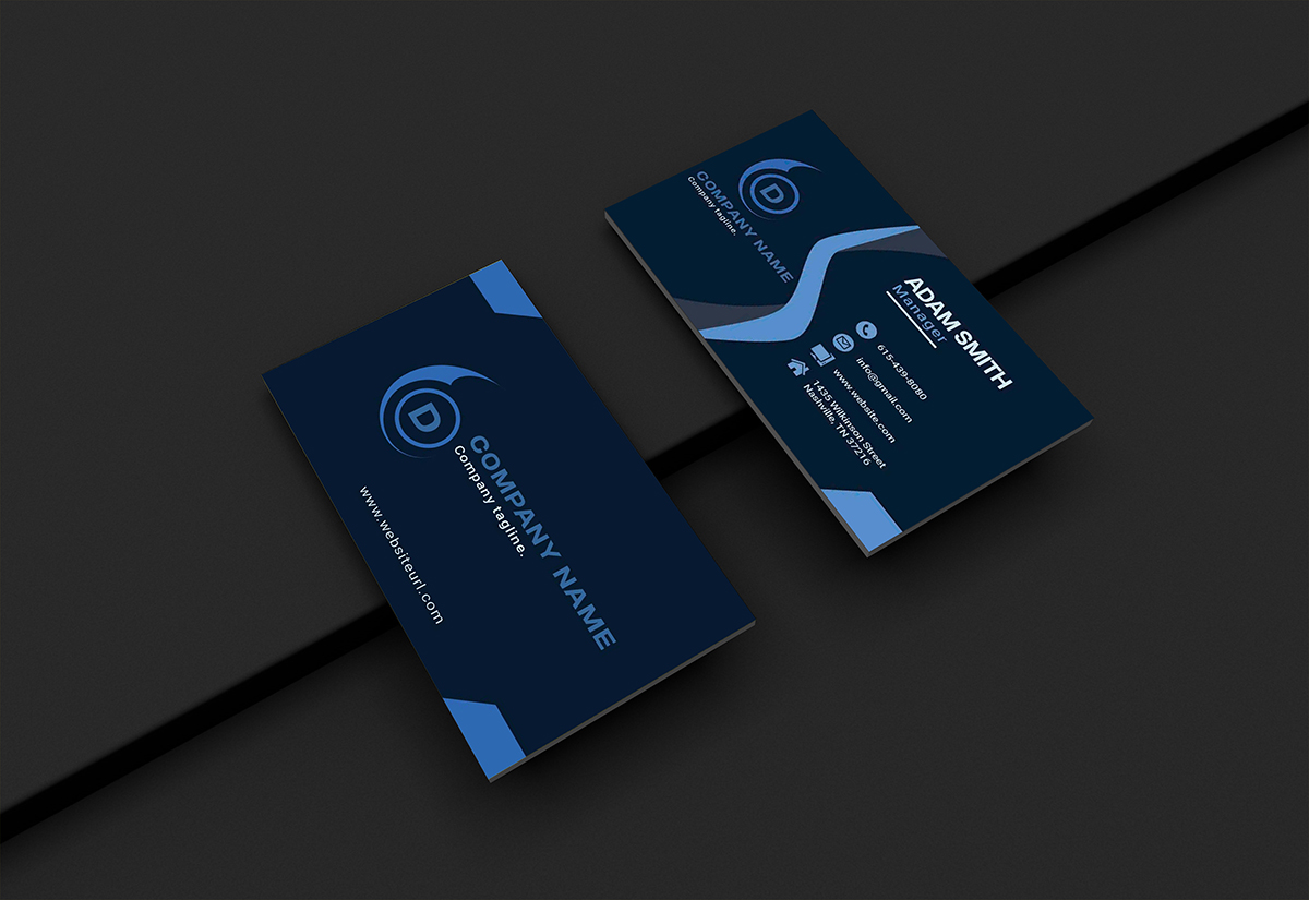 Blue business card template- print ready- 300dpi