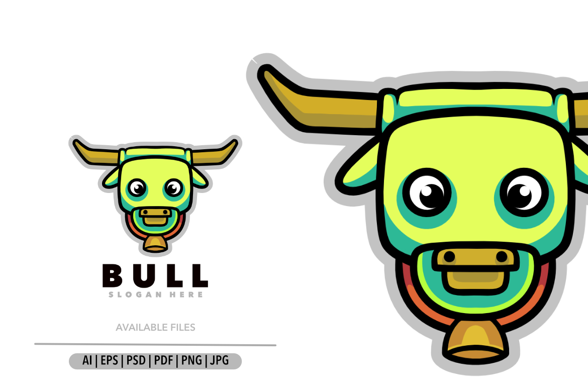 Bull mascot nature logo design