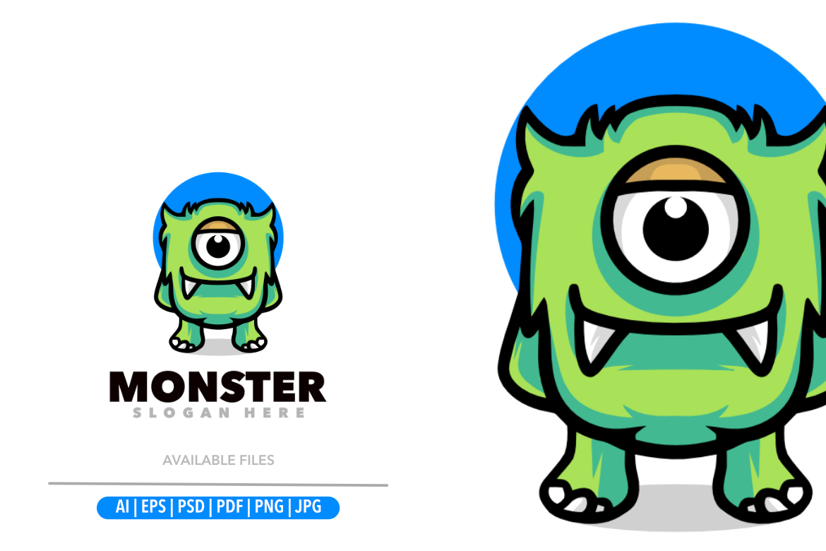 Monster cartoon design logo illustration