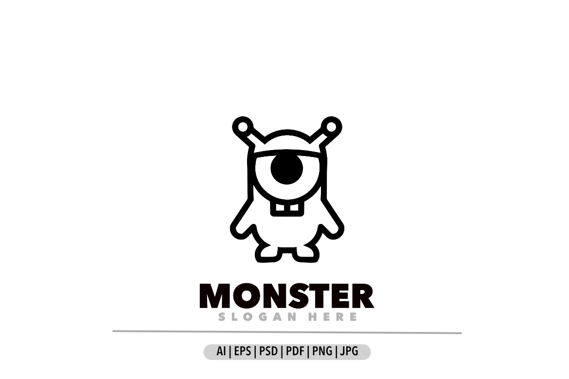 Monster line art design template logo