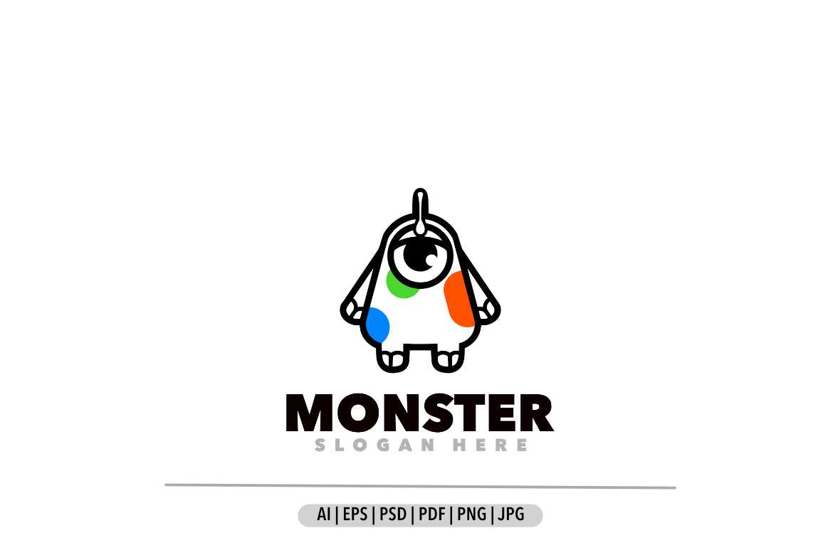 Monster symbol line logo template