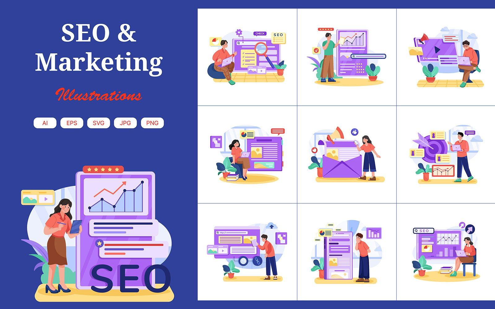 M692_ SEO & Marketing Illustration Pack