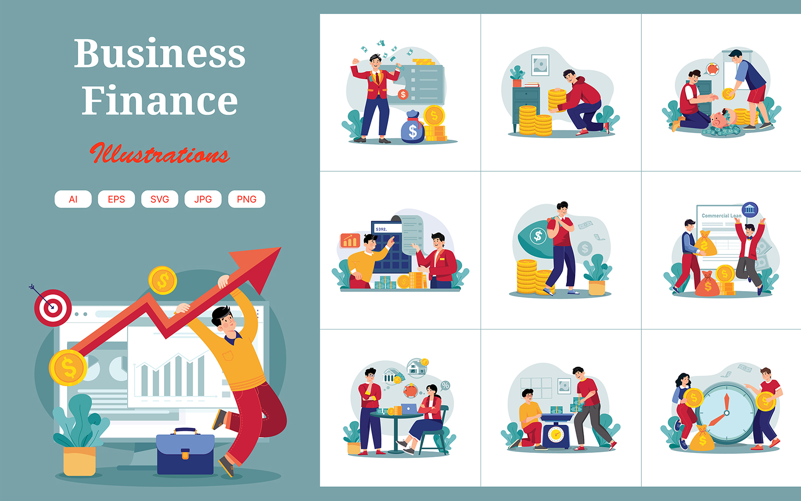 M696_ Business Finance Illustration Pack 1