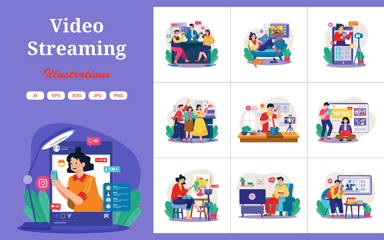 M698_ Video Streaming Illustration Pack 2