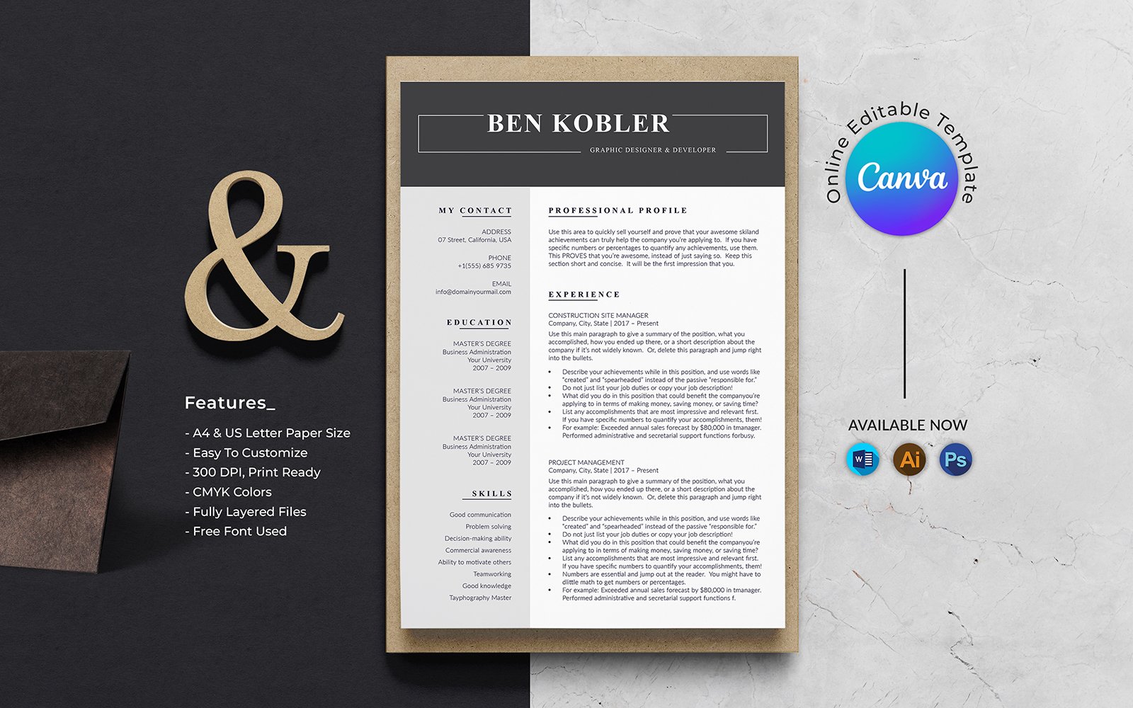 Ben Kobler Graphic Designer Resume Template