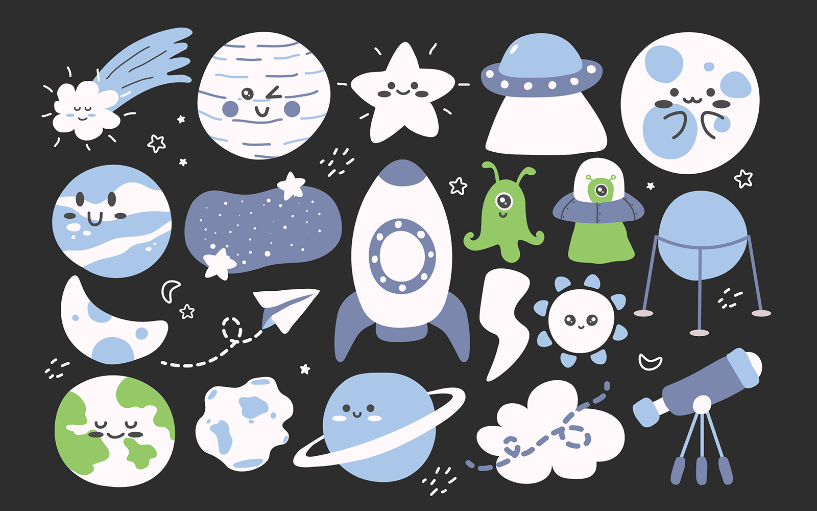 Space Doodle Illustration Set