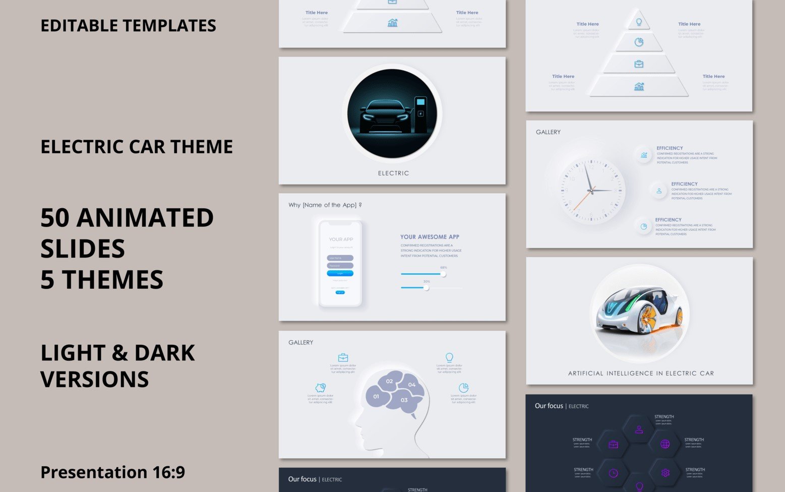 Mega Bundle_Electric Car theme (5Themes, 50 Slides)