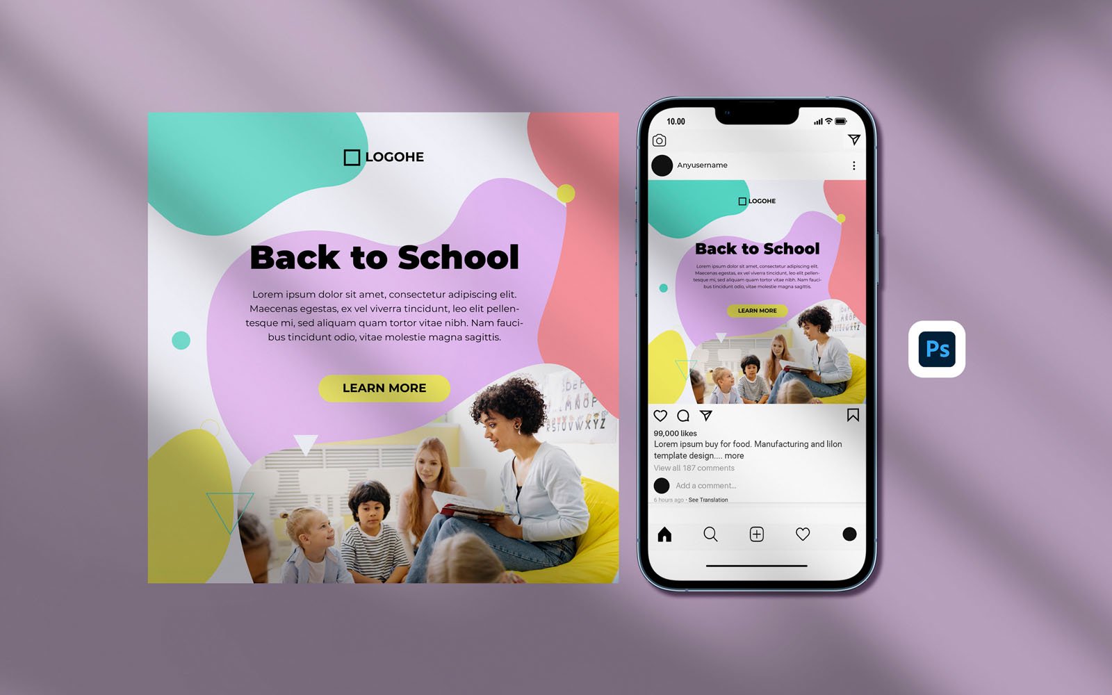 Instagram Posts Template - Back to School Social Media Post Template