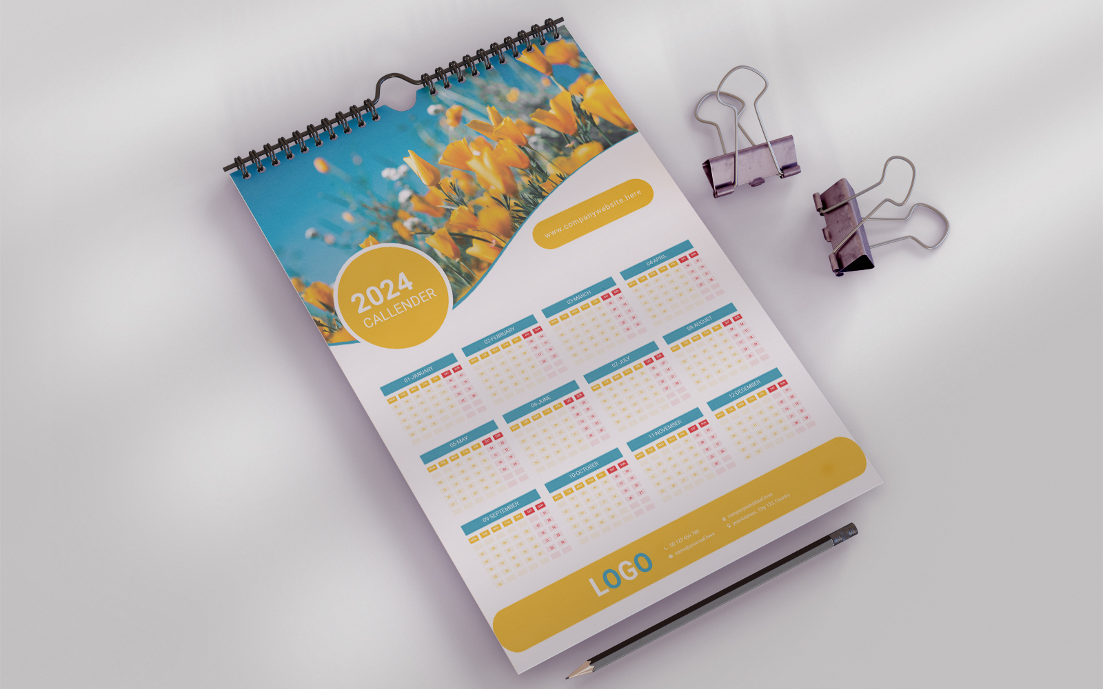 Wall Calendar Design 2024