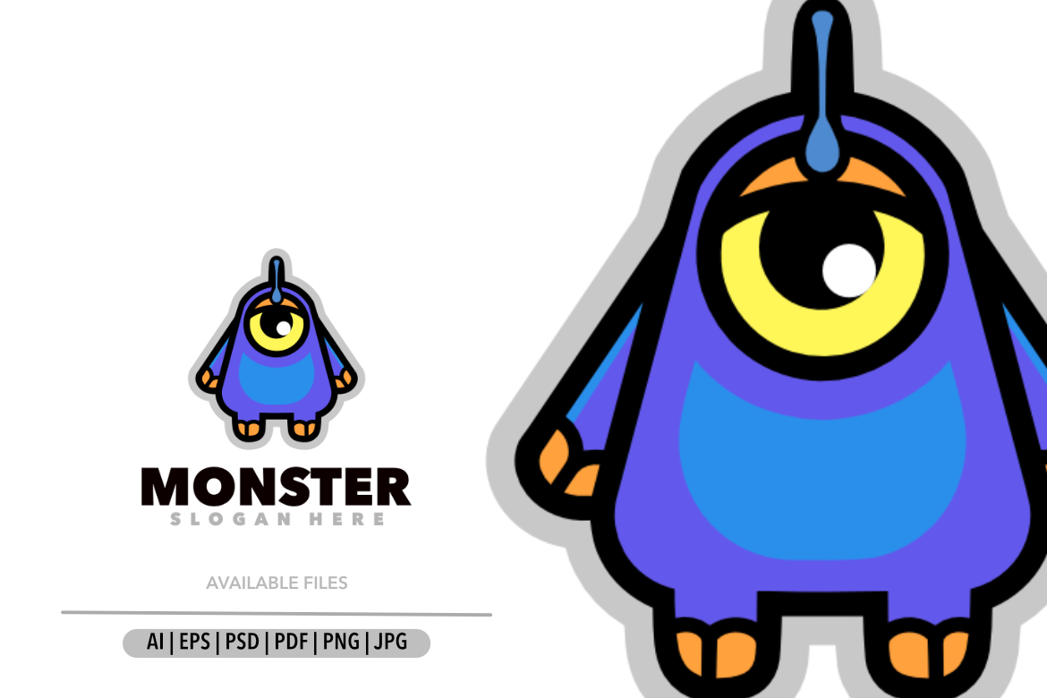 Monster cartoon design logo template