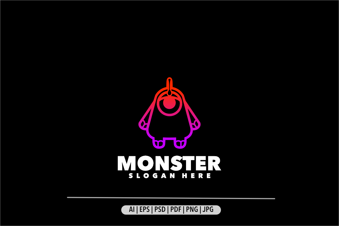 Monster line art gradient logo template