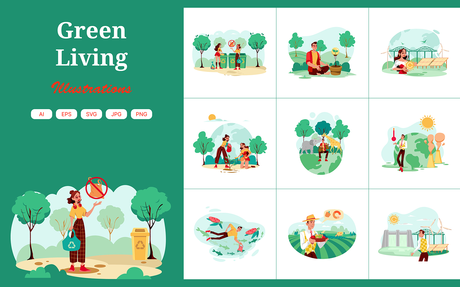 M707_ Green Living Illustration Pack