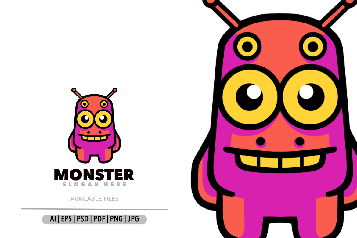 Monster logo cartoon design template