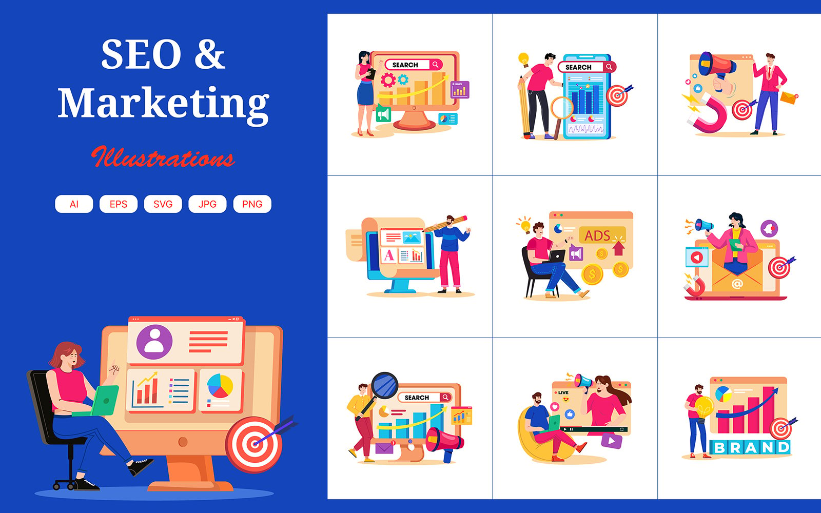 M715_ SEO & Marketing Illustration Pack 1