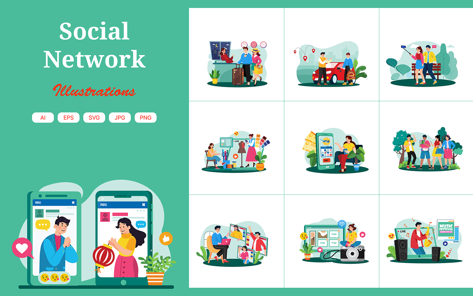 M736_ Social Network Illustration Pack 1