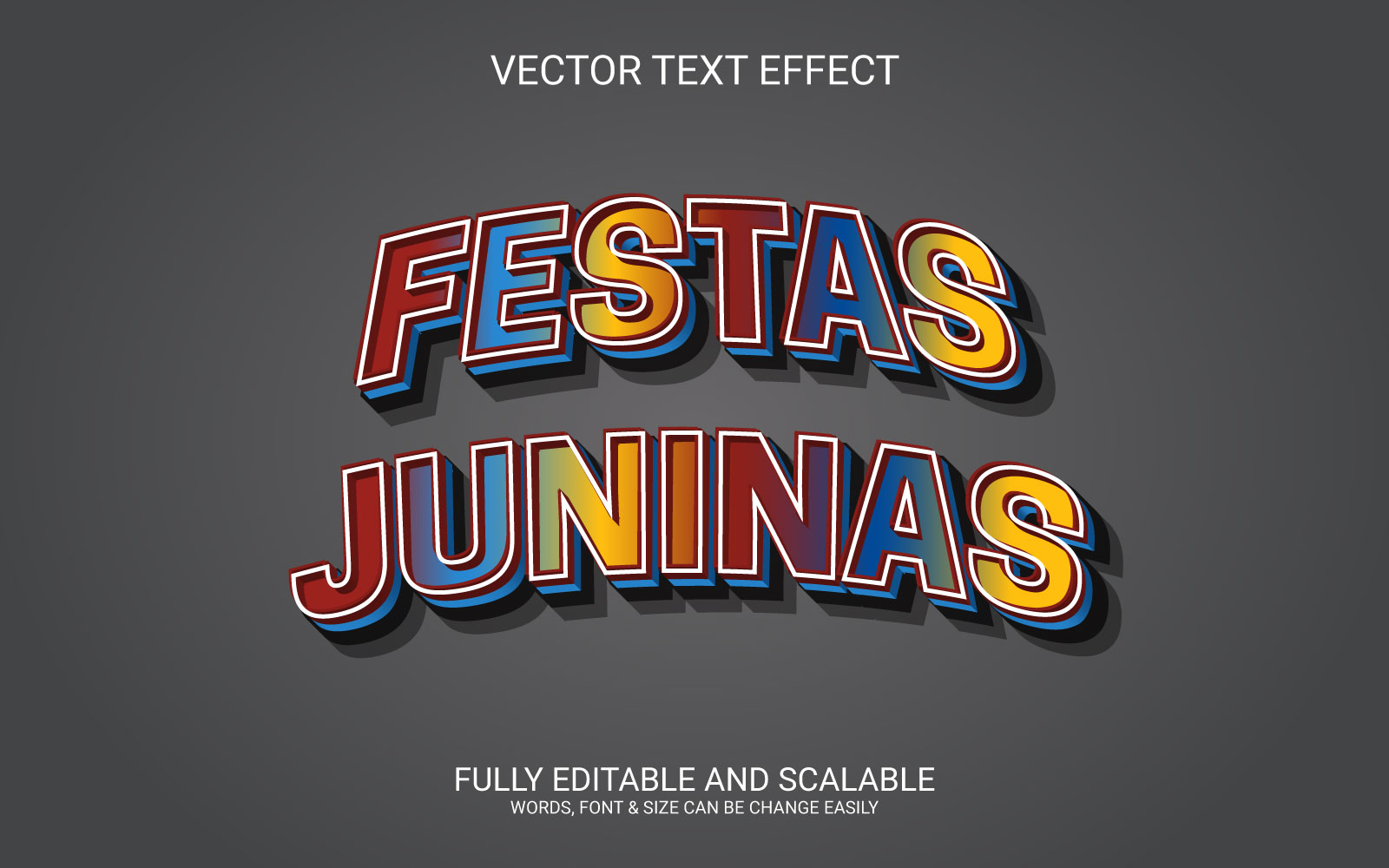 Festas juninas 3D Editable Vector Eps Text Effect Template