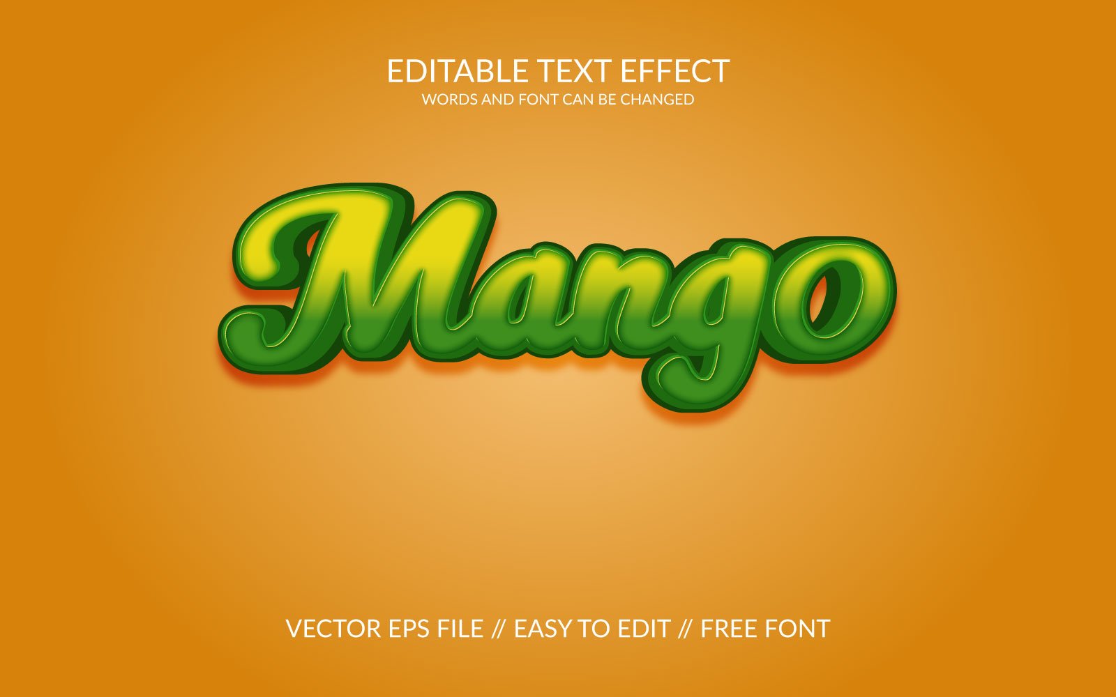 Mango 3D Editable Vector Eps Text Effect