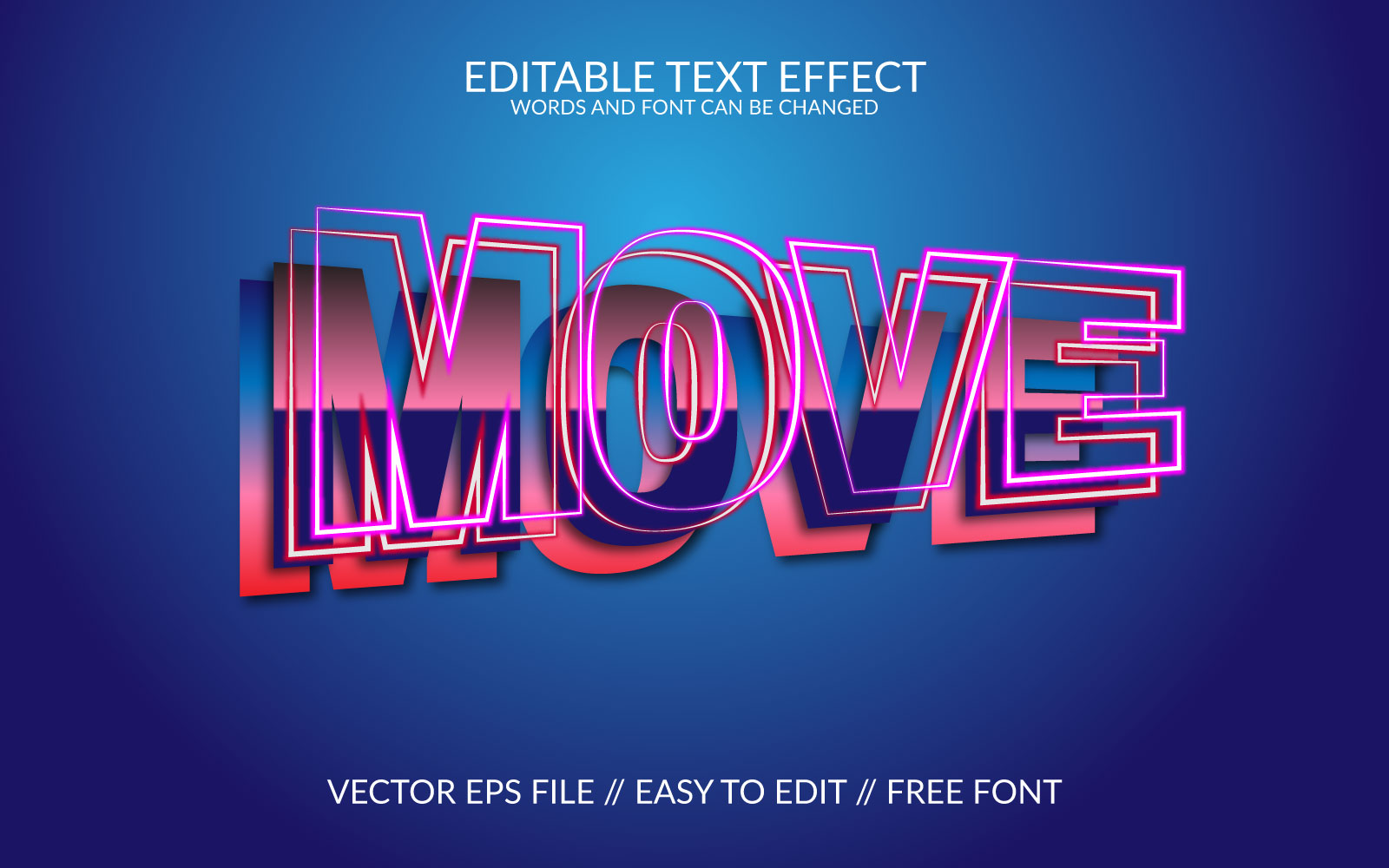 Move 3D Editable Vector Eps Text Effect