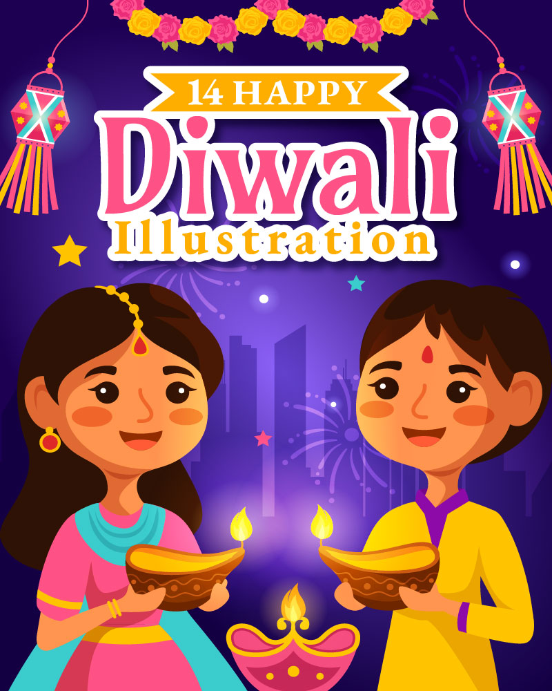 14 Happy Diwali Hindu Illustration