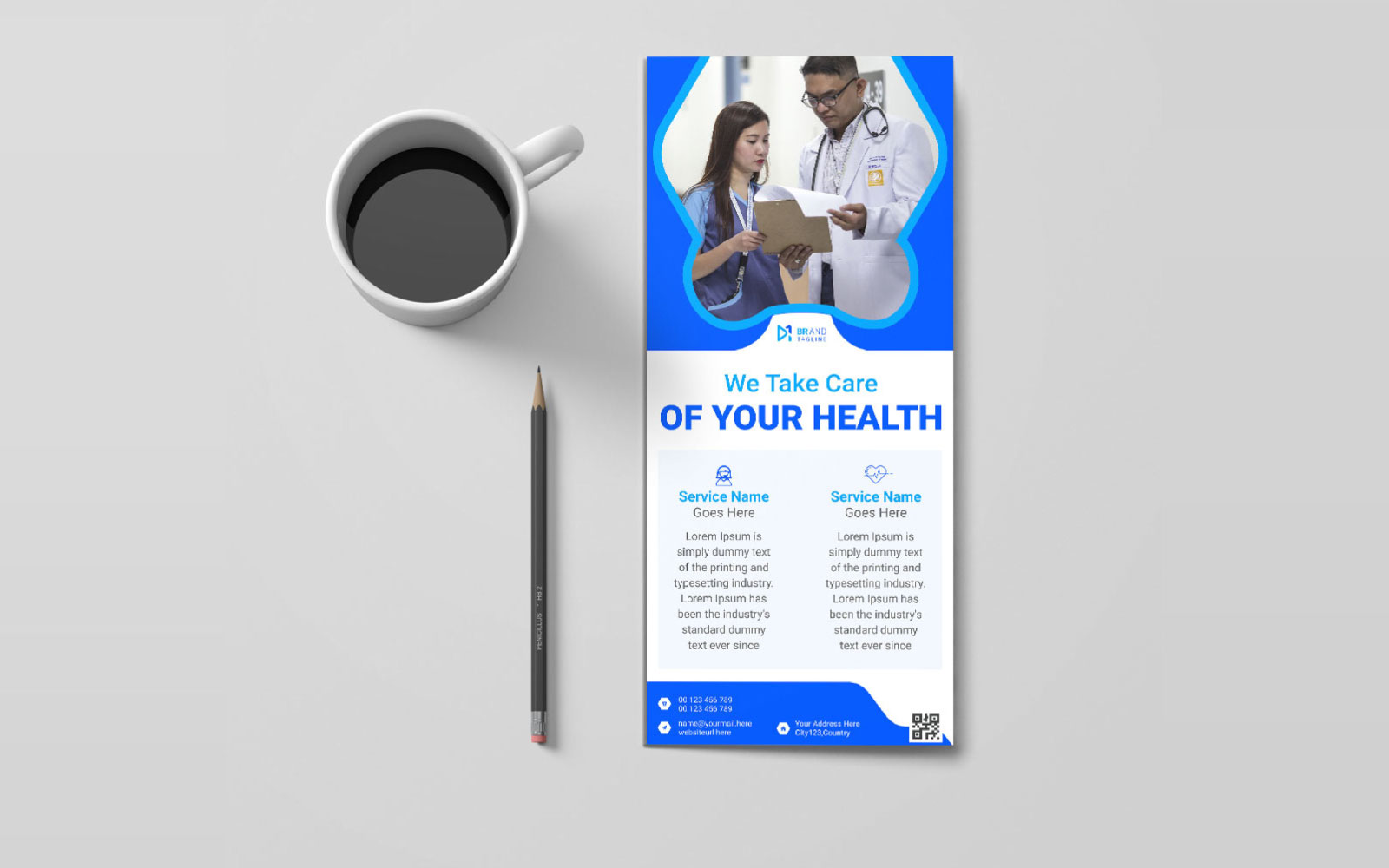 Medical healthcare multipurpose rack card template design