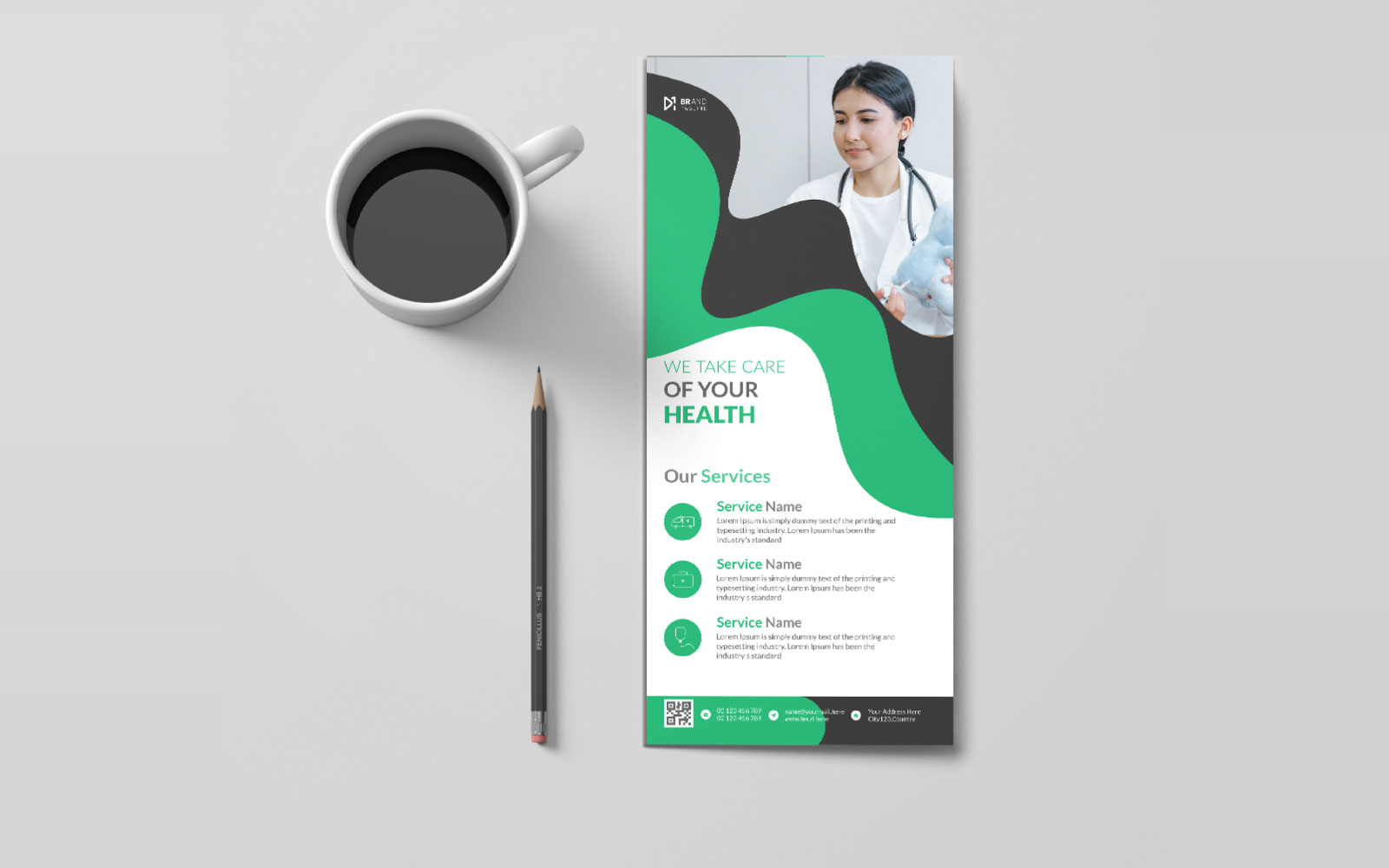 Medical healthcare rack card template design