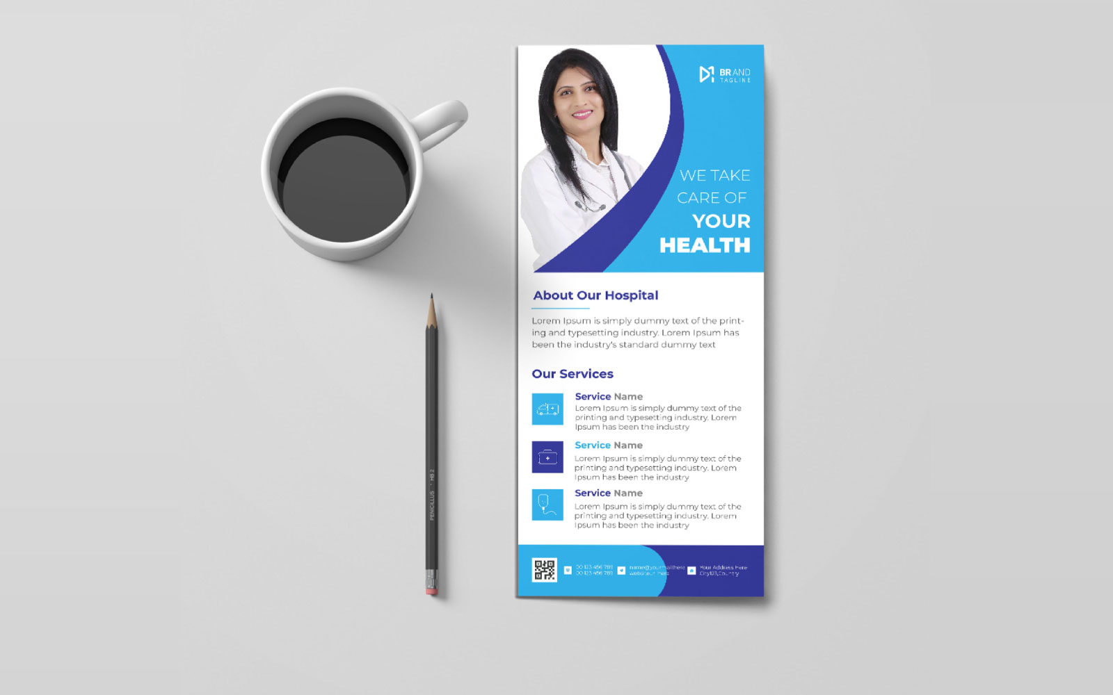 Modern medical healthcare rack card template