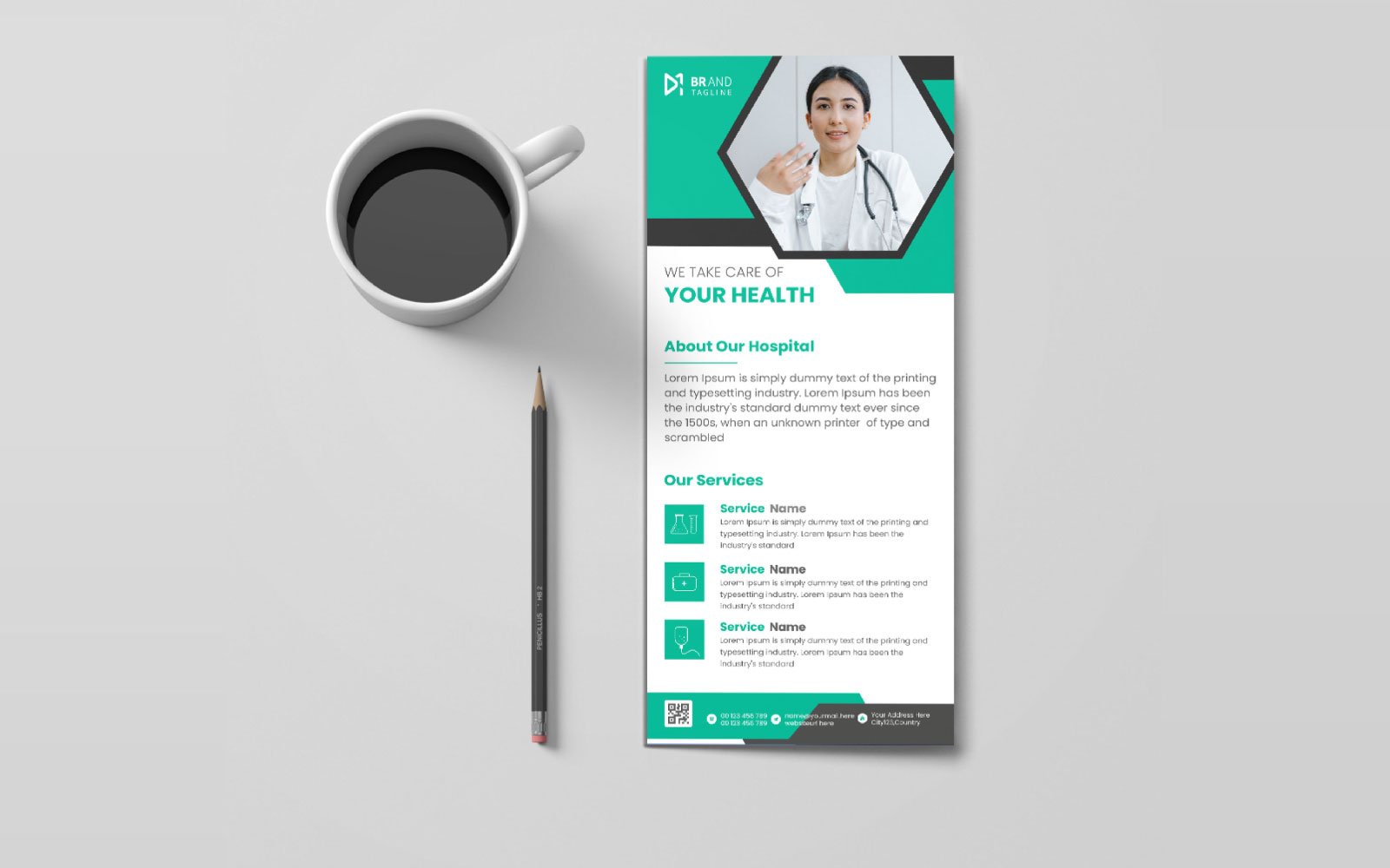 Creative and modern medical healthcare rack card