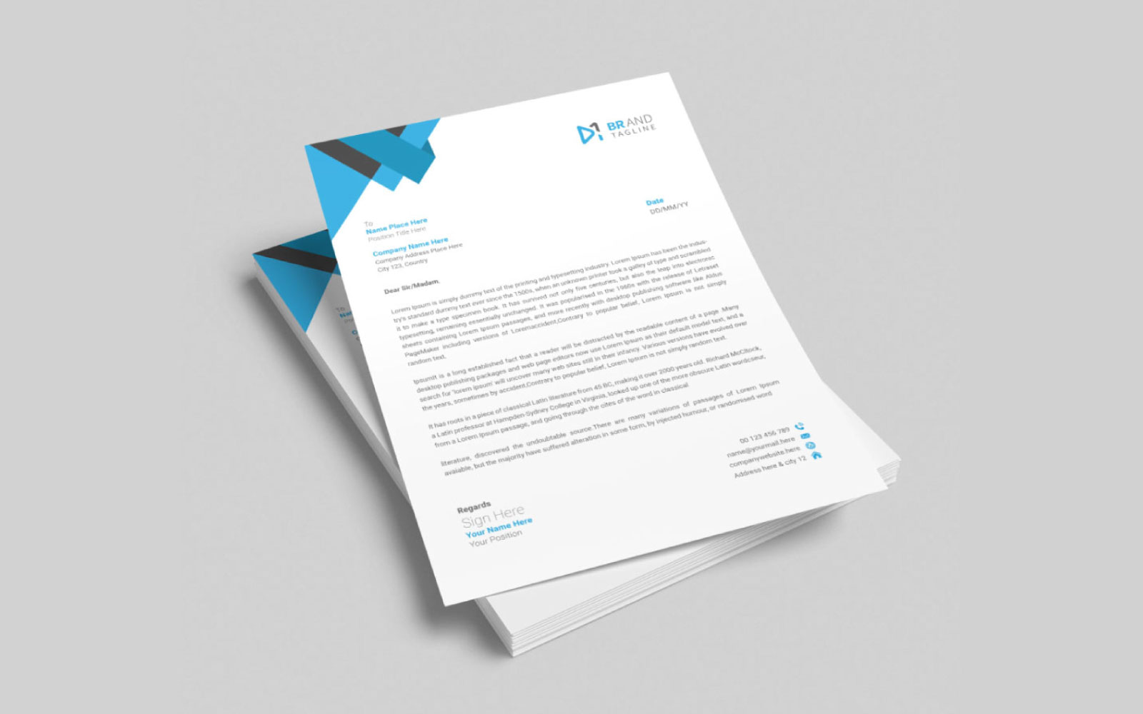Modern and minimal business letterhead template design