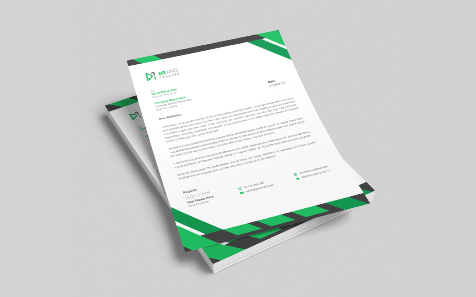 Modern and minimal business letterhead design template