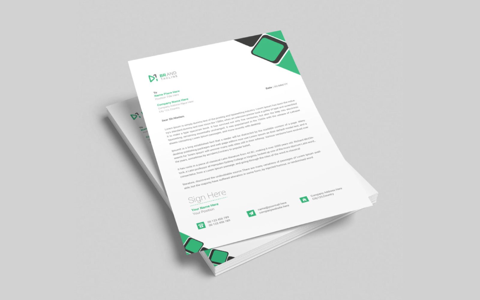 Corporate and modern business letterhead template design