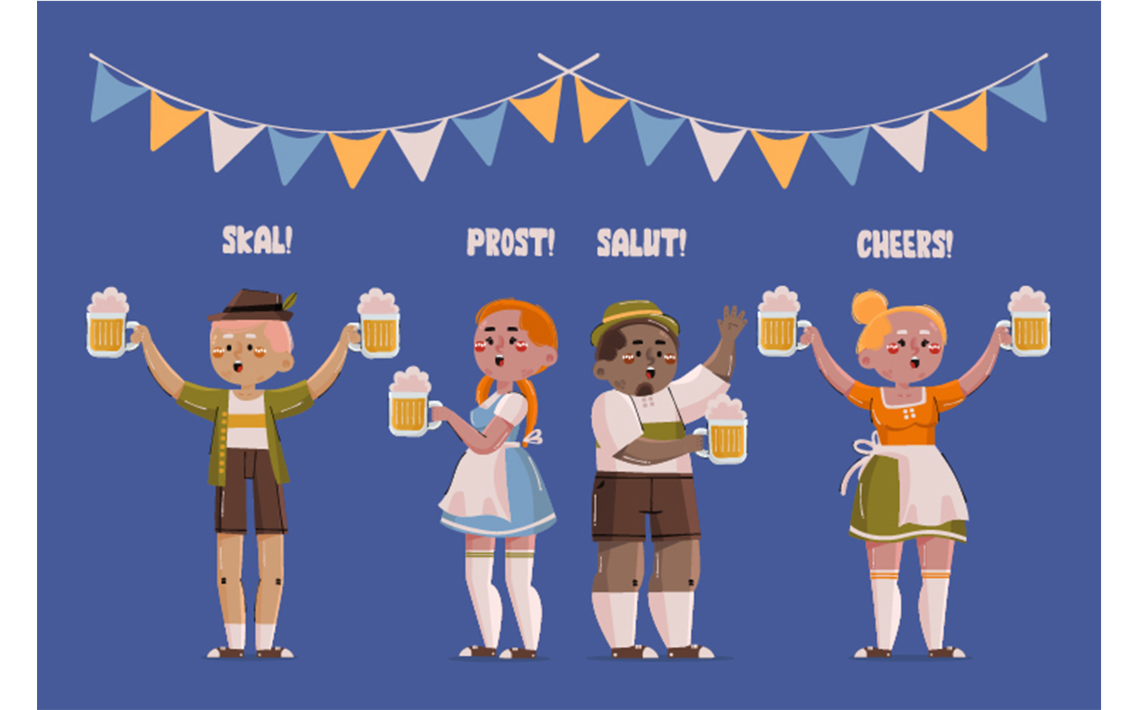 People Celebrating Oktoberfest Illustration