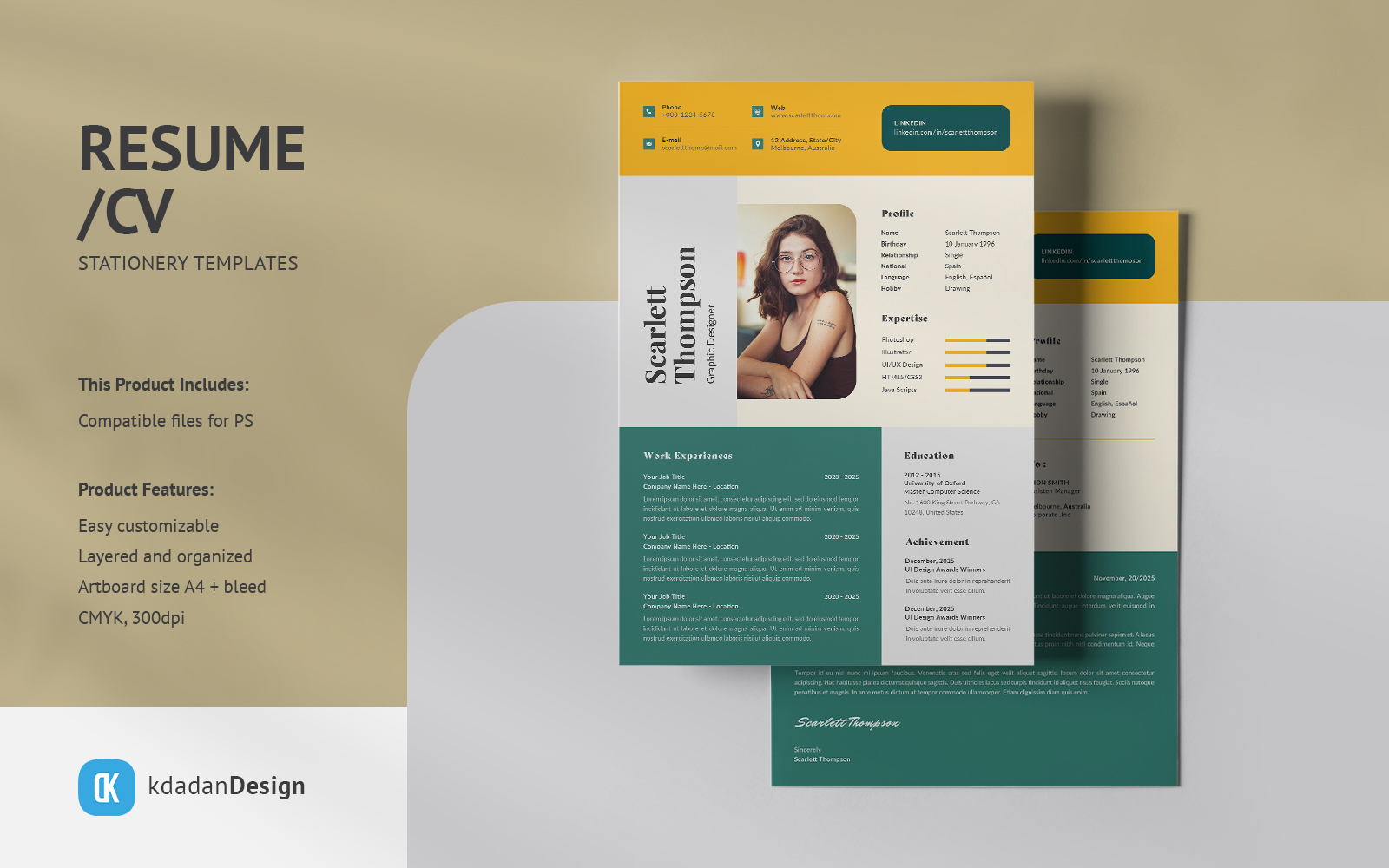 Resume/CV PSD Design Templates Vol 188