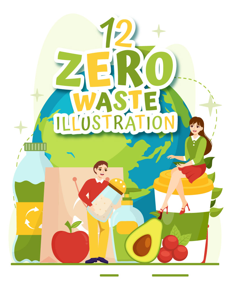 12 Zero Waste Vector Illustration