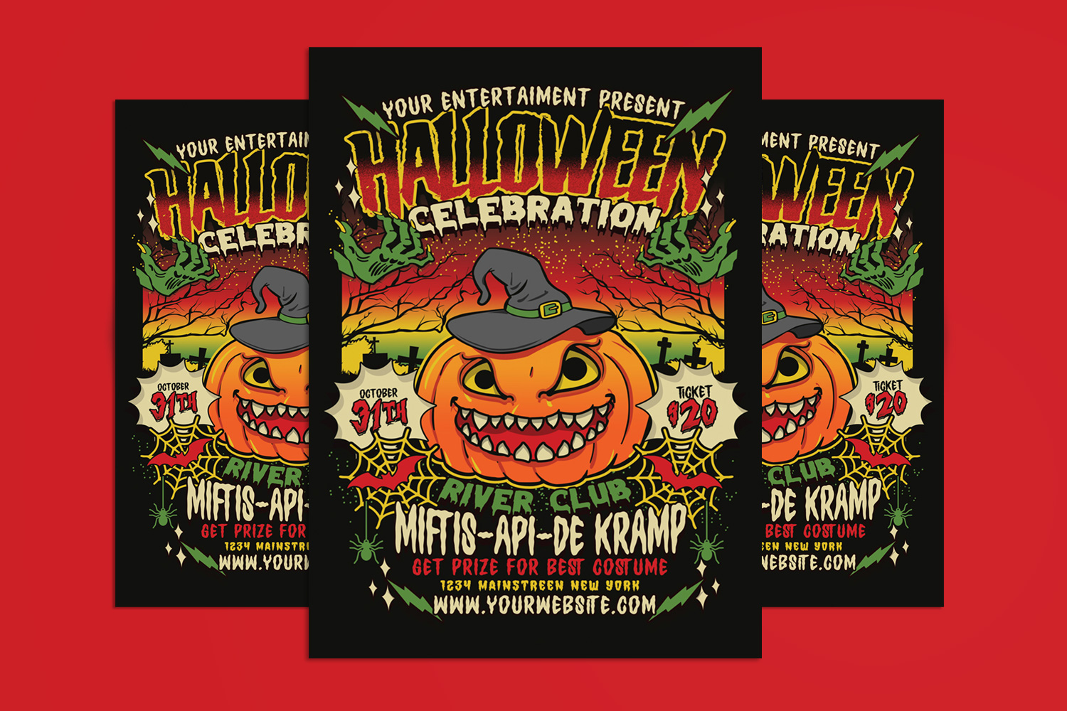 Halloween Party Celebration Flyer Template